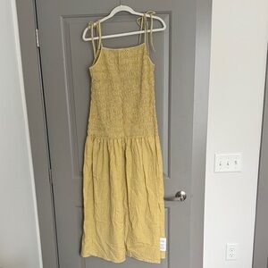 Topshop Yellow Plaid Smocked Dress